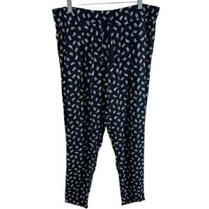 Lucky Brand Black Tan Lightweight Elastic Waist Casual Rayon‎ Pants Size L